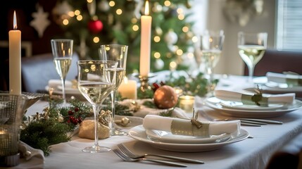 Christmas meal, served on the table with decoration christmas