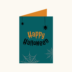 Flat Design Illustration with Card Happy Halloween