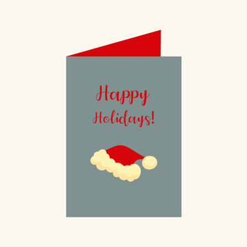 Flat Design Illustration with Card Happy Holidays