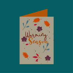 Flat Design Illustration with Card Warming Season