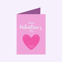 Flat Design Illustration with Card Happy Valentine's Day 