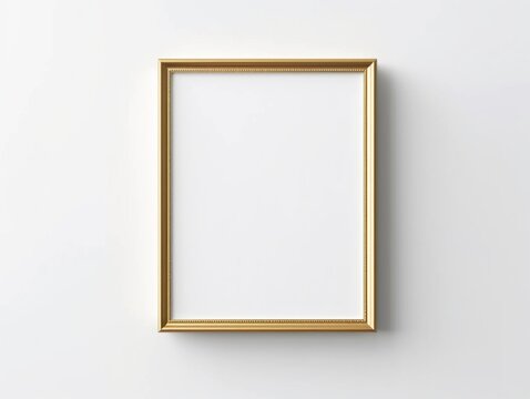 Vertical gold picture frame on Wall, frame mockup