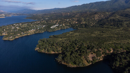 Fototapeta na wymiar Aerial View of Lake Cachuma, Santa Ynez Valley, Santa Barbara County 