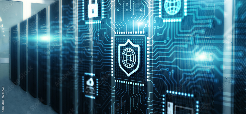 Poster data protection and internet cuber security concept. secured access