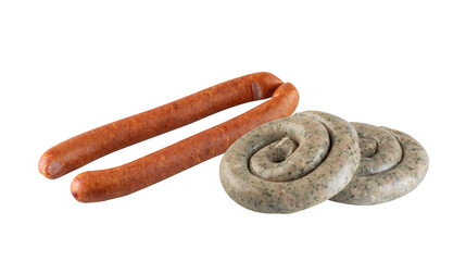 fresh sausage cut out, isolated transparent background