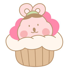 cupcake with pink rabbit