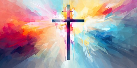 abstract background with cross and rays. ai generative - 621558608