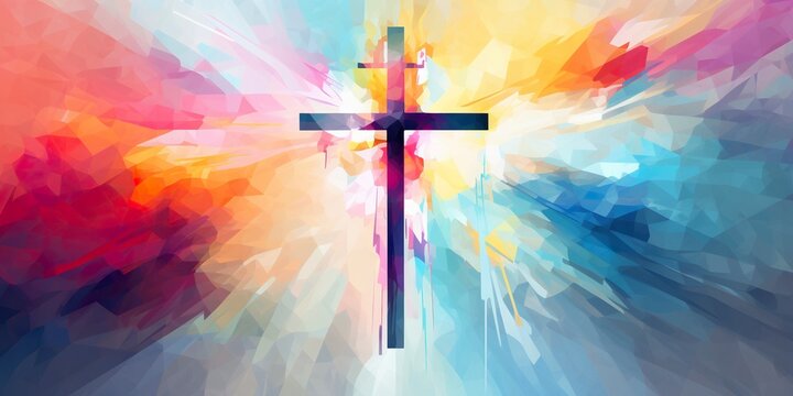 abstract background with cross and rays. ai generative