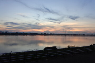 sunset over the river