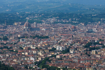 Panorama di Firenze da un punto panoramico di Fiesole, Toscana, Italia.