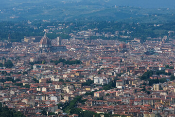 Fototapeta na wymiar Panorama di Firenze da un punto panoramico di Fiesole, Toscana, Italia.