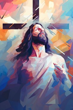 jesus christ on cross illustration. ai generative