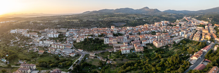 Fototapeta na wymiar Aerial panoramic images of Bejar in the province of Salamanca during a sunny summer day