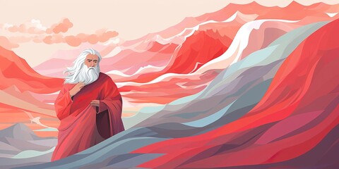 Moses at the Red Sea. AI generative art