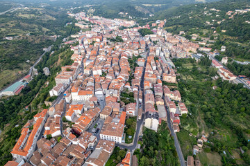 Fototapeta na wymiar Aerial images of Bejar in the province of Salamanca during a sunny summer day