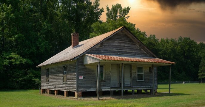 Old southern sharecroppers house for working tobacco fields