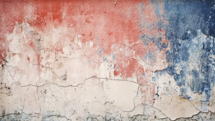 Fototapeta premium Tonal painted concrete wall with light red and dark blue backdrop