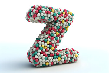 illustration of letter Z made from small colorful pills on white background