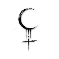  tattoo of a Lilith symbol in black ink.