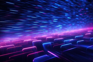 Obraz premium abstract futuristic background with pink blue glowing neon moving high speed wave lines and bokeh lights. Data transfer concept Fantastic wallpaper