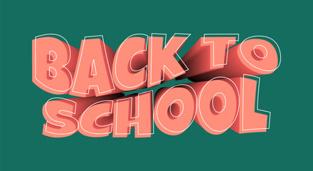 Back to school text 3d effect, school lettering, editable background, set of bright colorful banners 
