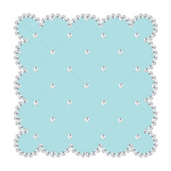 パール真珠フレーム・枠　ブルー　キルティング　