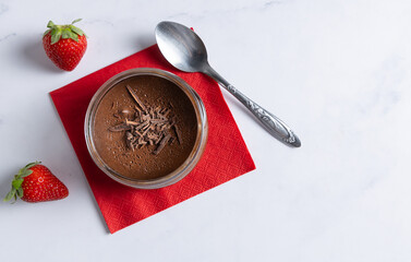 Homemade chocolate mousse made with pure black chocolate.