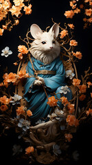 Generative AI, 12 zodiac is represent by using animals to be symbol including Rat, Ox, Tiger, Rabbit,  Dragon, Snake, Horse, Goat, Monkey, Rooster, Dog and pig. image style paper sculptures