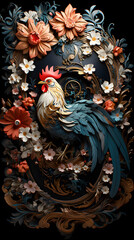 Generative AI, 12 zodiac is represent by using animals to be symbol including Rat, Ox, Tiger, Rabbit,  Dragon, Snake, Horse, Goat, Monkey, Rooster, Dog and pig. image style paper sculptures