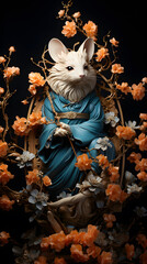 Generative AI, 12 zodiac is represent by using animals to be symbol including Rat, Ox, Tiger, Rabbit,  Dragon, Snake, Horse, Goat, Monkey, Rooster, Dog and pig. image style paper sculptures