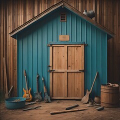 Blue simple shed