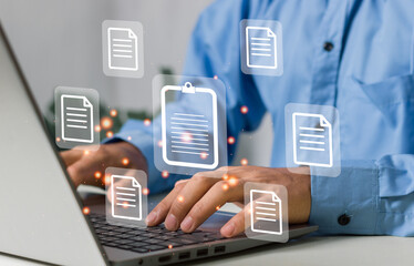 Virtual screen icons Document Management System (DMS) Online document database, software for...