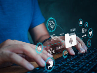 Digital Health Dashboard Monitoring Vital Signs.IoT Medical Devices Connected Health...