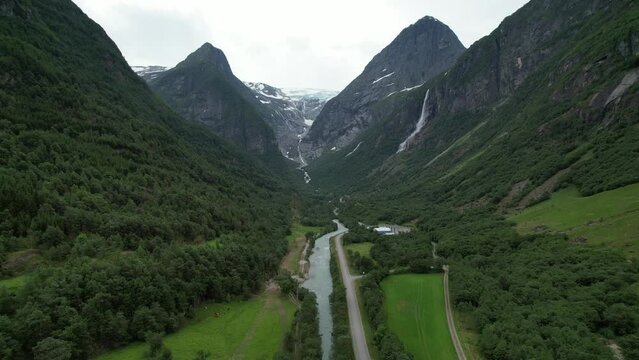 Briksdalsbre Glacier in the Jostedalsbreen National Park, Norway.