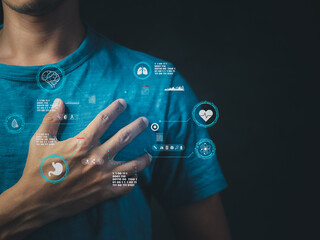 Digital Health Dashboard Monitoring Vital Signs.IoT Medical Devices Connected Health Monitoring.Health Data Privacy Lock and Key Protecting Medical Information.