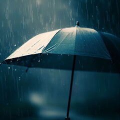 an umbrella in the rain - obrazy, fototapety, plakaty
