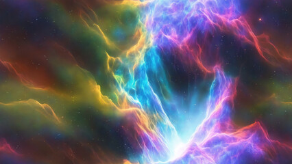 Fototapeta na wymiar rainbow coloured nebula , Generative AI