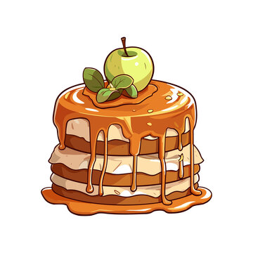 caramel cake with green apple topping clip art preview