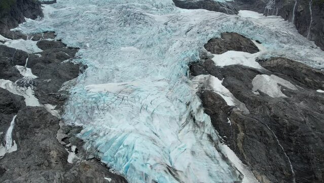 Aerial video of Boyabreen Glacier in Jostedalsbreen National Park