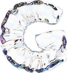 Abstract 3d glass Letter with dispersion, colorful 3d holographic rendering, Plastic Alphabet