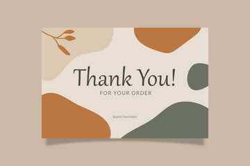 Printable Thank You Card Green Orange Aesthetic Design Template. Suitable For Small Online Business Purchase Fashion, Beauty, Cosmetic, Florist, Etc