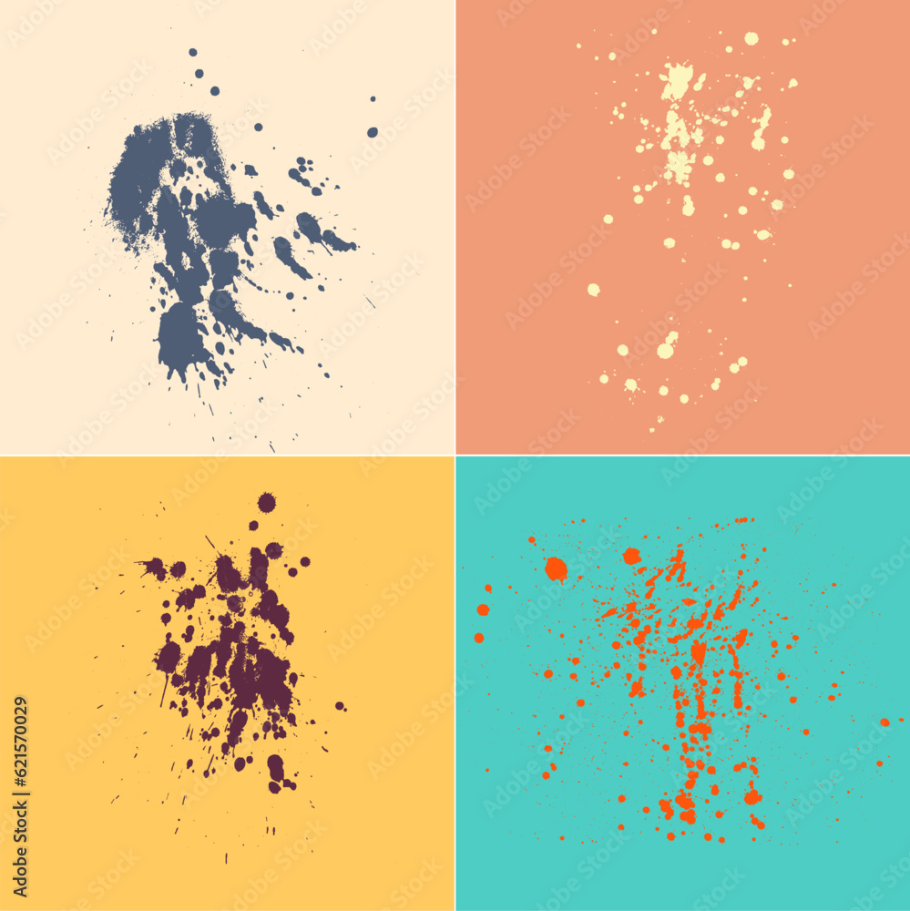 Poster set of splated background. colorful paint splashes. vector illustration for your design. color backg