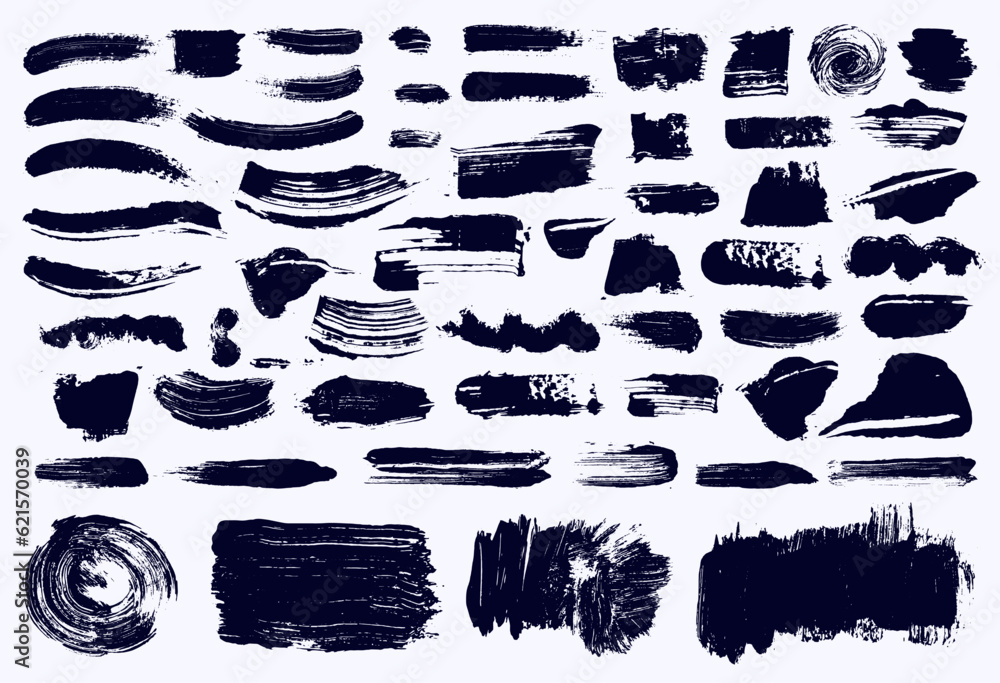 Poster set of black ink style splash, blobs and stains brushes and textures made with watercolor. grunge di