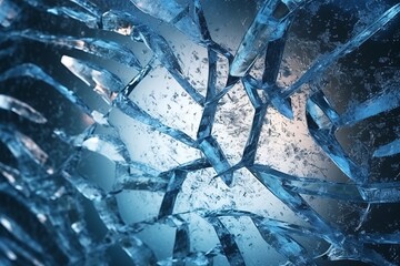 Pieces of broken ice on a dark background. Abstract background. Generative AI technology.