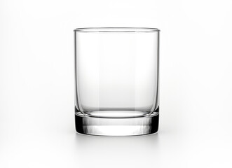 Empty Whiskey glass, dramatic light, isolated on white background