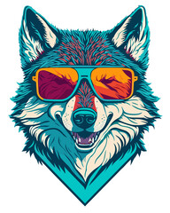 Fototapeta premium Trendy smiling Wolf portrait illustration (Generative AI)