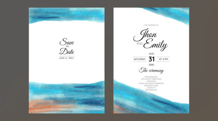 Set of Wedding Invitation, watercolor textures and fake gold splashes for a luxurious touch