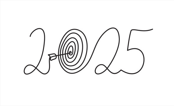 2025 target with arrow, black line art clip art preview