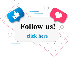 follow us, social media, flat follow us background
