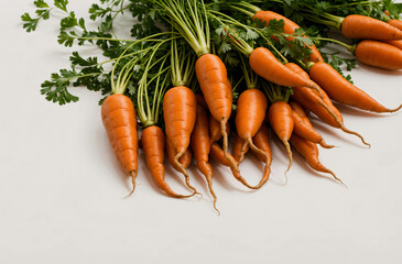 Bunch of fresh carrots over a light background